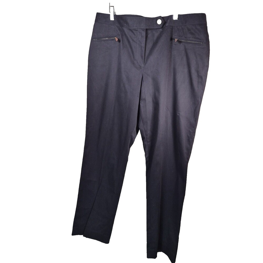 TALBOTS Women’s Size 14 Black Chino Dress Pants Stretch Front Zipper Pockets NWT